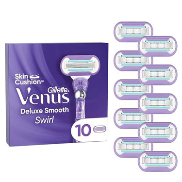 Gillette Venus Deluxe Smooth Swirl Rasierklingen für Rasierer Damen, 10 Ersatzklingen Damenrasierer mit 5-fach Klinge, für eine länger anhaltende, glatte Rasur im Sale